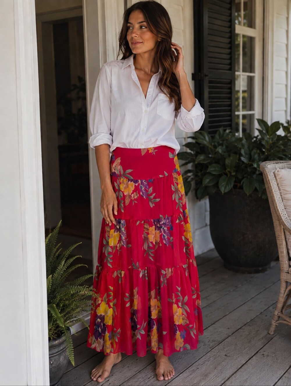 Ralph Lauren Pink Floral Maxi Skirt Size 4 (Will Fit Small- Medium)